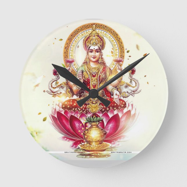 GODDESS LAKSHMI WALL CLOCK RUNDE WANDUHR (Vorderseite)