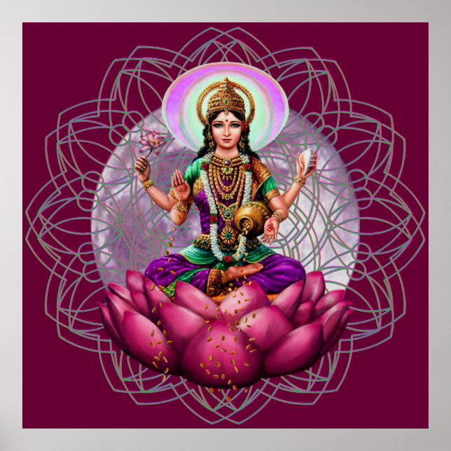 Goddess Lakshmi - Wohlstandssegnung mandala Poster (Vorne)