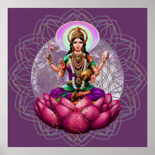 Goddess Lakshmi - Wohlstandssegnung mandala Poster (Vorne)