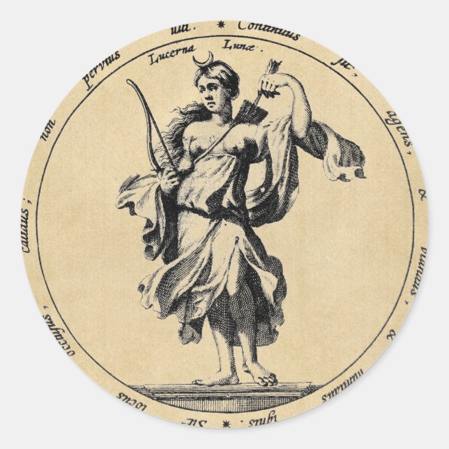 Goddess Luna Moon Runder Aufkleber (Vorderseite)