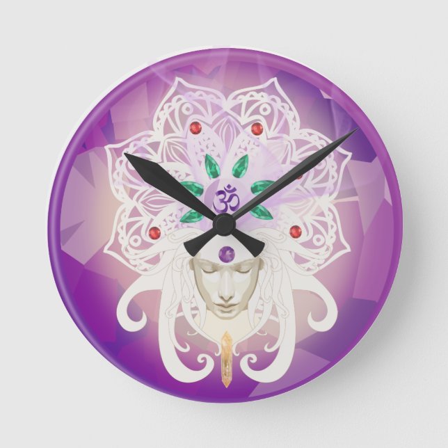 Goddeß Meditation Wall Clock Runde Wanduhr (Vorderseite)