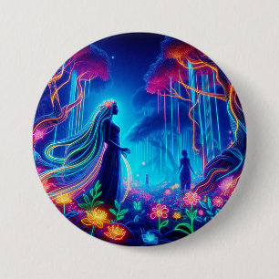 Goddess Neon Forest of Light Fantasy Märchenart Button