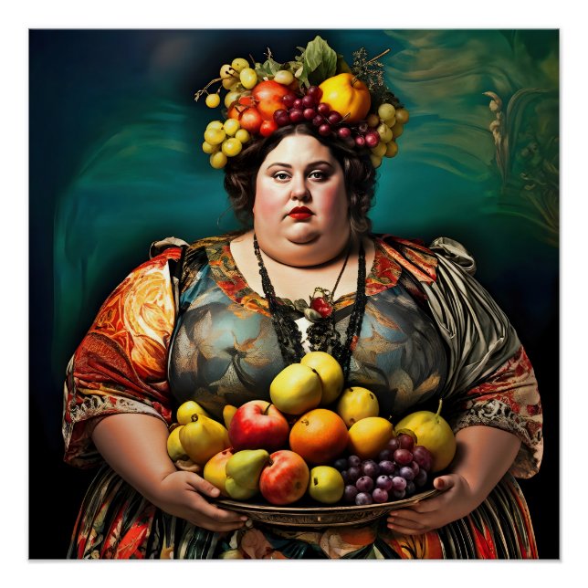 "Goddess of Overindulgence" - farbiges Portrait Poster (Vorderseite)