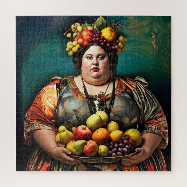 "Goddess of Overindulgence" - farbiges Portrait Puzzle (Vertikal)