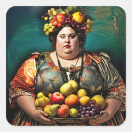 "Goddess of Overindulgence" - farbiges Portrait Quadratischer Aufkleber