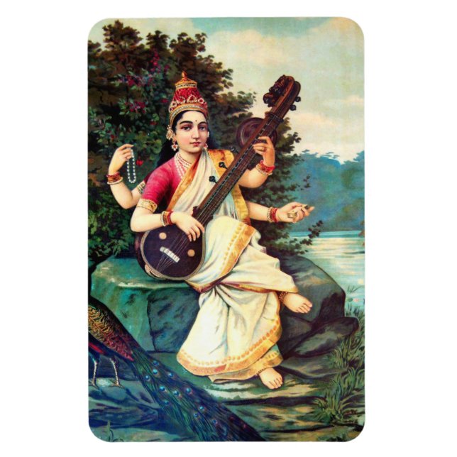 Goddess Saraswati by Raja Ravi Varma Magnet (Vertikal)