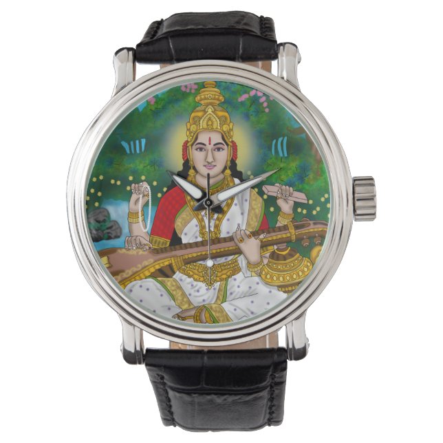 Goddess Saraswati Clock Armbanduhr (Vorderseite)