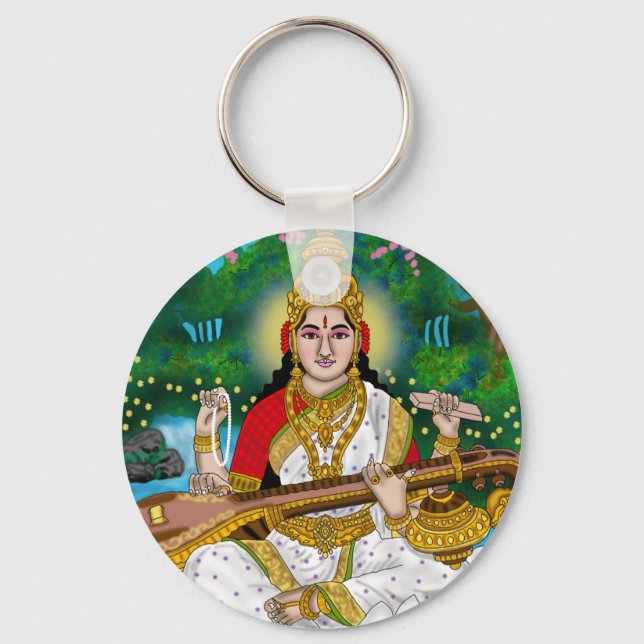 Goddess Saraswati Keychain Schlüsselanhänger (Vorderseite)