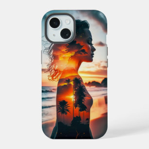 Goddess Silhoutte mit einem Gehäuse für das Sonnen iPhone 15 Hülle
