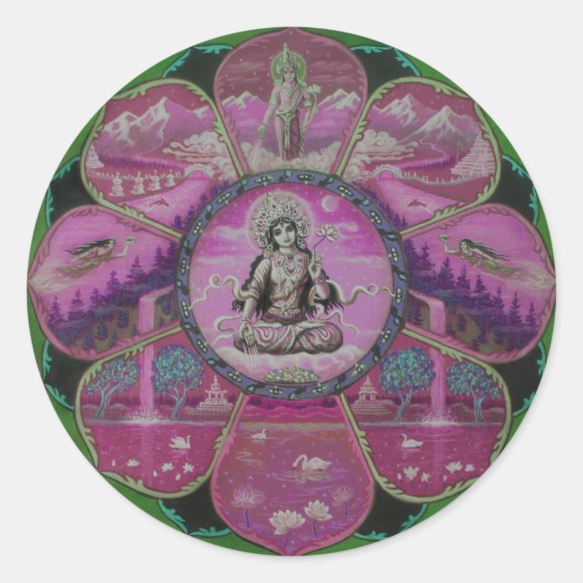 Goddess Tara Mandala Runder Aufkleber (Vorderseite)