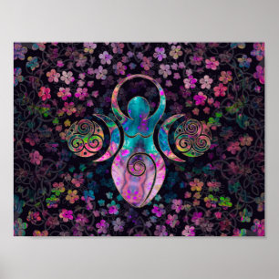 Goddess Triple Moon mit triskele Poster