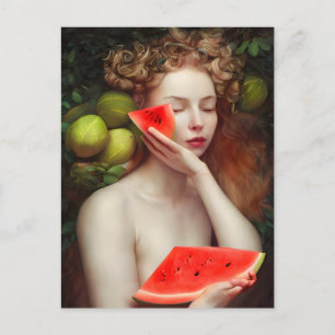 Goddess with Watermelon Postcard Postkarte