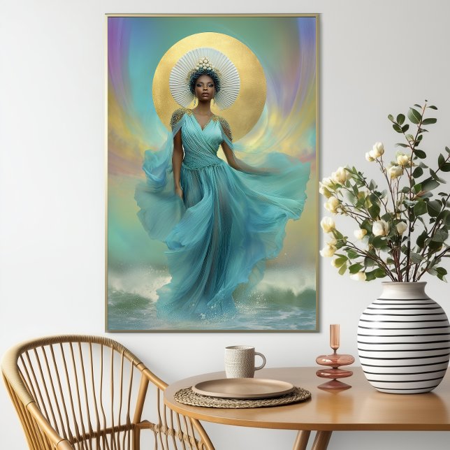Goddess Yemoja Luxury Turquoise Gold Poster (Von Creator hochgeladen)