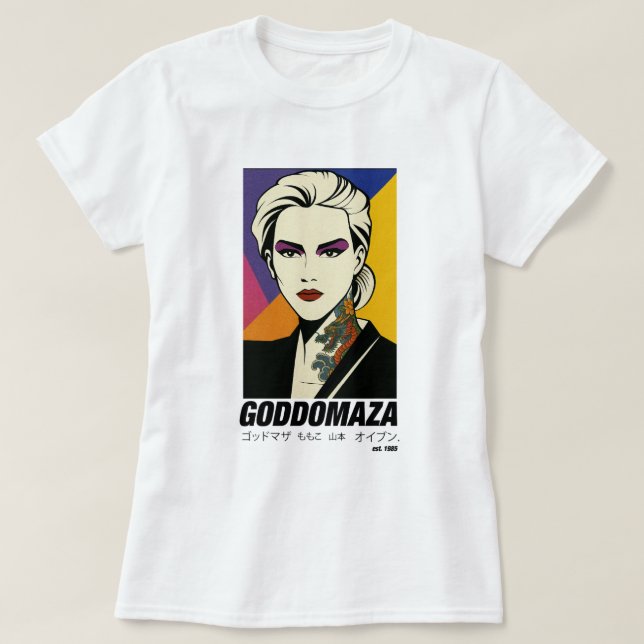 GODDOMAZA OSTEN. 1985 FARBIERTES WEISSES T-SHIRT (Design vorne)