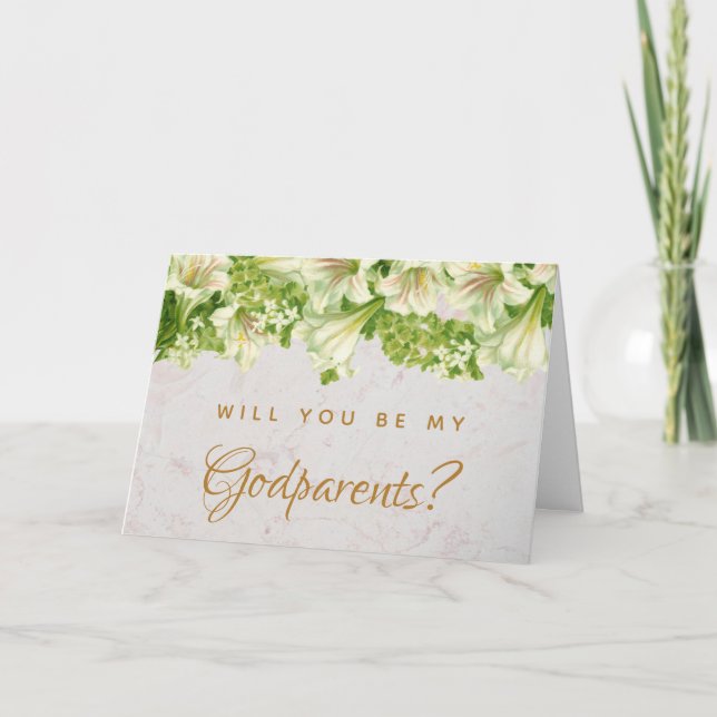 Godelternvorschlag Floral Lilies Marmorkarte Karte (Vorderseite)