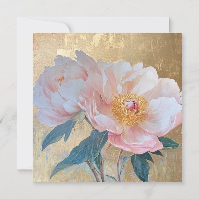 Goden Elegant Pink Peony Flowers Karte (Vorderseite)