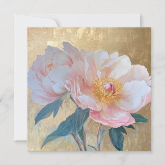 Goden Elegant Rosa Pfingstrosen Blumen Karte
