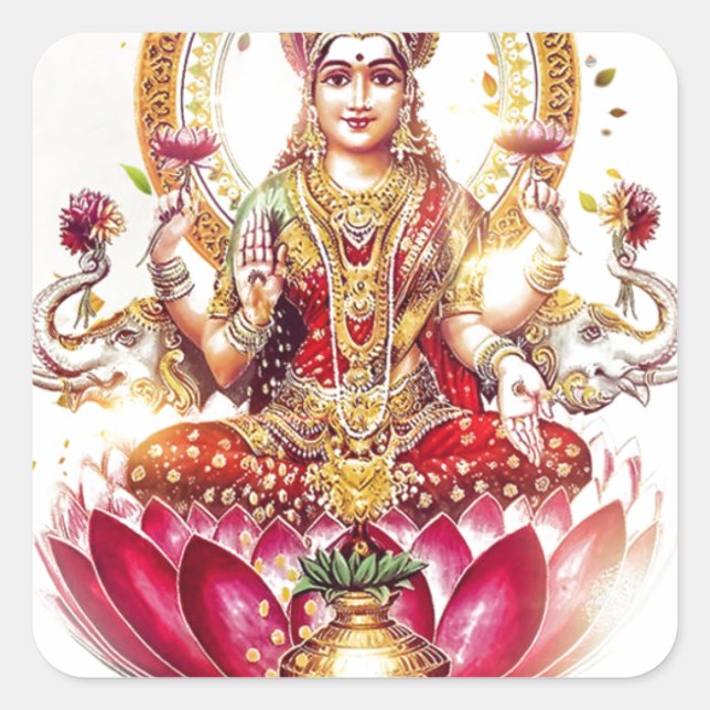 GODESS LAKSHMI QUADRATISCHER AUFKLEBER (Vorderseite)