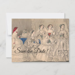 Godey's 1858 Wedding Dress Postcard Postkarte