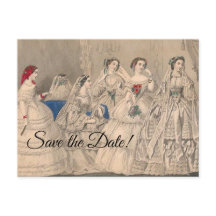 Godey's 1858 Wedding Dress Postcard