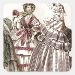 Godey's Ladys Book Viktorianisch Fashion Plate Wed Quadratischer Aufkleber