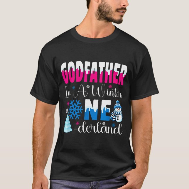 Godfather In A Winter Onederland Bday Girl Sweet S T-Shirt (Vorderseite)