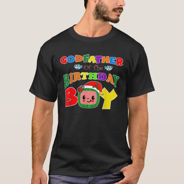 Godfather Of The Birthday Boy Funny Melon Family M T-Shirt (Vorderseite)
