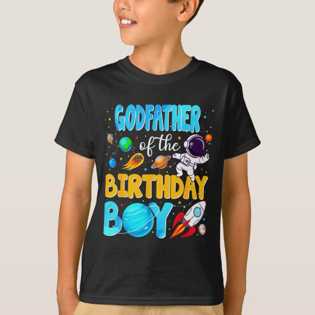 Godfather Of The Birthday Boy Space Astronaut 1st  T-Shirt (Vorderseite)