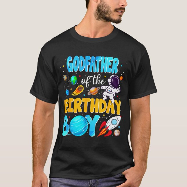 Godfather Of The Birthday Boy Space Astronaut 1st  T-Shirt (Vorderseite)
