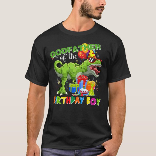 Godfather Of The Birthday Boy T-rex Rawr Dinosaur  T-Shirt (Vorderseite)