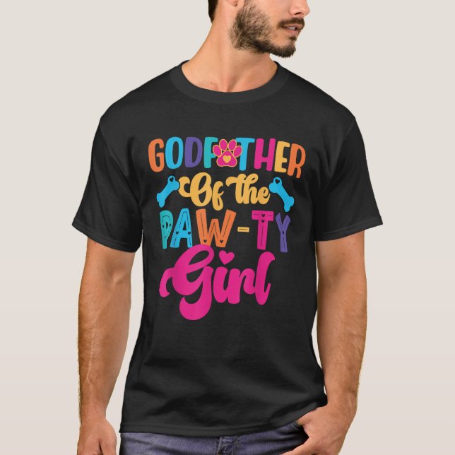 Godfather Of The Birthday Girl Dog Paw Family Matc T-Shirt (Vorderseite)