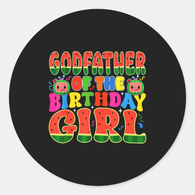 Godfather Of The Birthday Girl Melon Family Matchi Runder Aufkleber (Vorderseite)