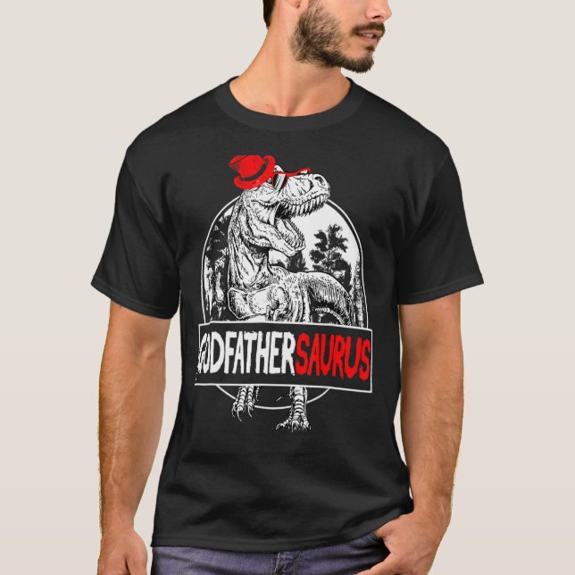 Godfathersaurus T rex Dinosaur GodVater Godparent T-Shirt (Vorderseite)