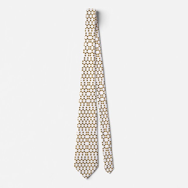 Godlen Polka DotsWhite Neck Tie Krawatte (Vorderseite)