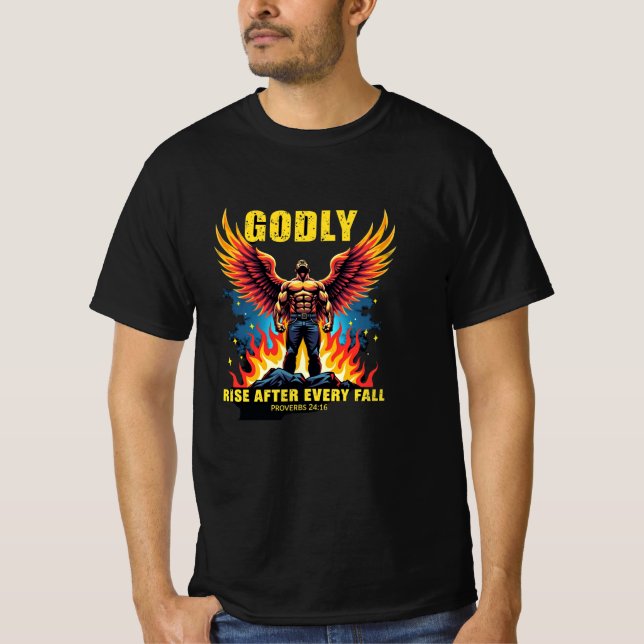 Godly Rise - Feuergeflügelter Krieger (Sprichwörte T-Shirt (Vorderseite)