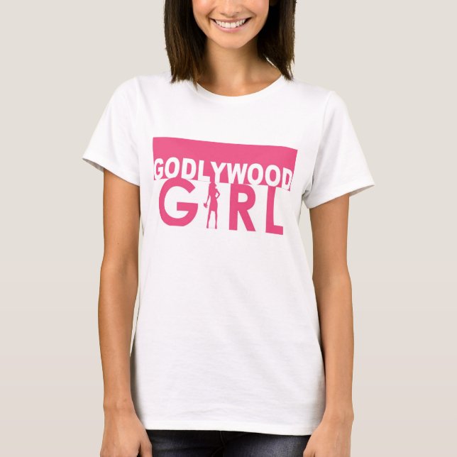 Godlywood Mädchen-rosa u. weißer T - Shirt (Vorderseite)