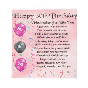 GodmatGedicht - 30. Geburtstagsdesign Notizblock