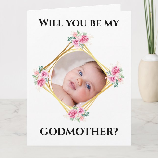 Godmatt Anfrage DIY Baby Foto Goldrahmen Karte (Vorderseite)