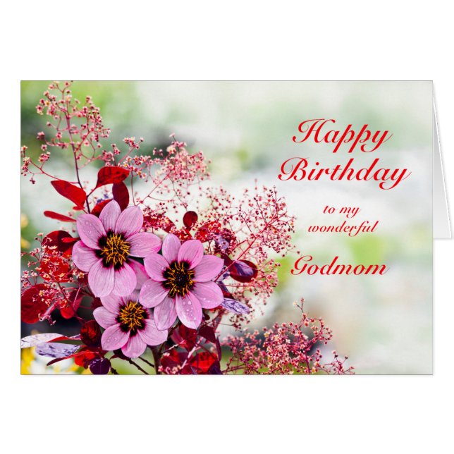 GodMom Birthday Pink Blume (Vorderseite (Horizontal))