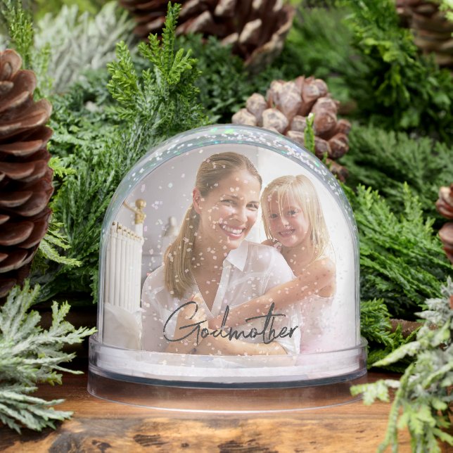 Godmother Christmas Custom Double Sided 2 Photo Schneekugeln (Winter)