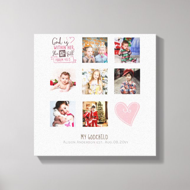 GODMOTHER FOTO COLLAGE Geschenk mit Vers bearbeite Leinwanddruck (Vorderseite)