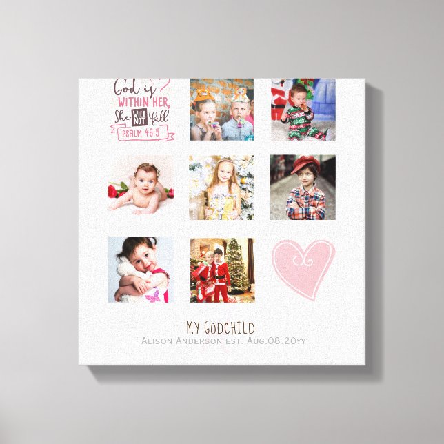 GODMOTHER FOTO COLLAGE Geschenk mit Vers bearbeite Leinwanddruck (Vorderseite)