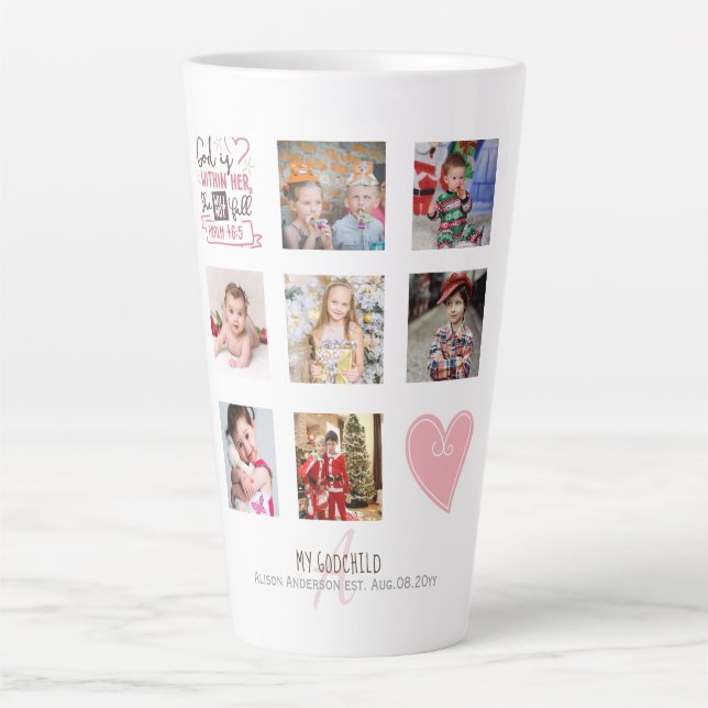GODMOTHER FOTO COLLAGE Geschenk mit Vers bearbeite Milchtasse (Vorderseite)