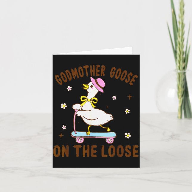 Godmother Goose On The Loose Funny Birthday Matchi Karte (Vorderseite)