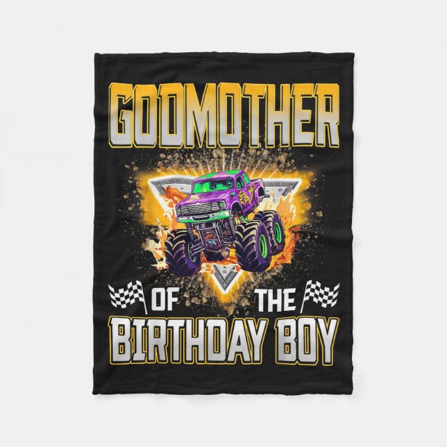 Godmother Of The Birthday Boy Monster Truck Birthd Fleecedecke (Vorderseite)