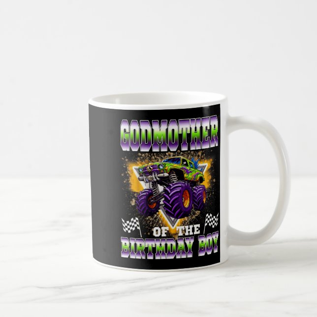 Godmother Of The Birthday Boy Monster Truck Birthd Kaffeetasse (Rechts)