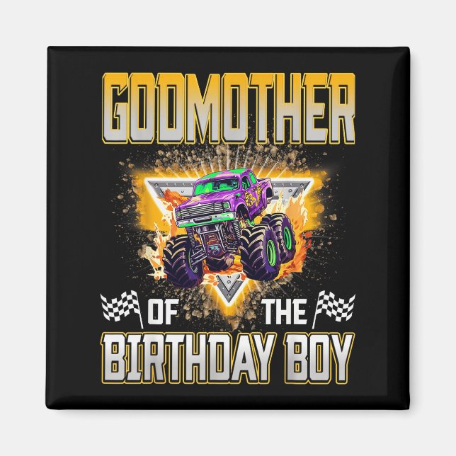 Godmother Of The Birthday Boy Monster Truck Birthd Magnet (Vorne)