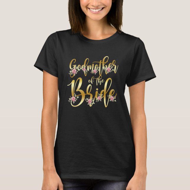 Godmother of the Bride Bridal Shower Party Trendy  T-Shirt (Vorderseite)