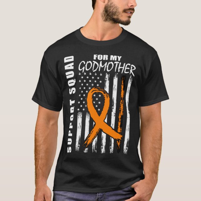 Godmother Support Squad Leukemia Awareness USA Fla T-Shirt (Vorderseite)
