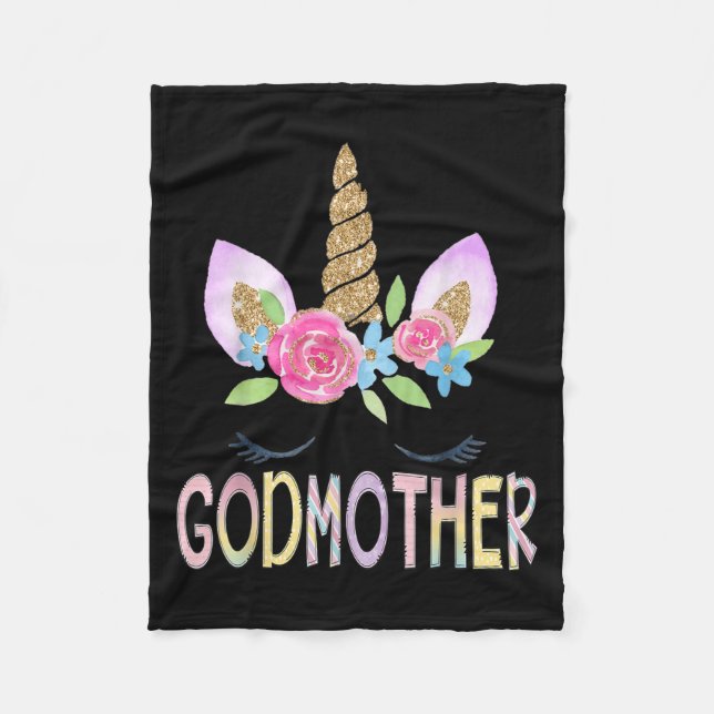 Godmother Unicorn Floral Birthday Girl Family Matc Fleecedecke (Vorderseite)